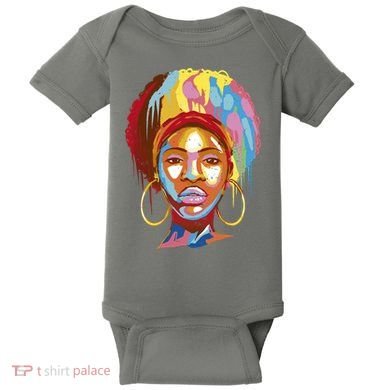 Black Female Color Drip Baby Bodysuit
