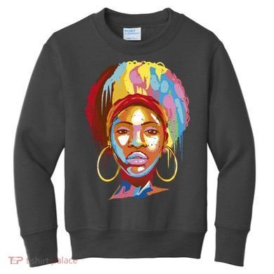 Black Female Color Drip Kids Sweatshirt