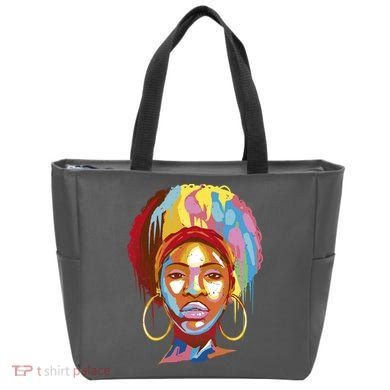 Black Female Color Drip Tote Bag