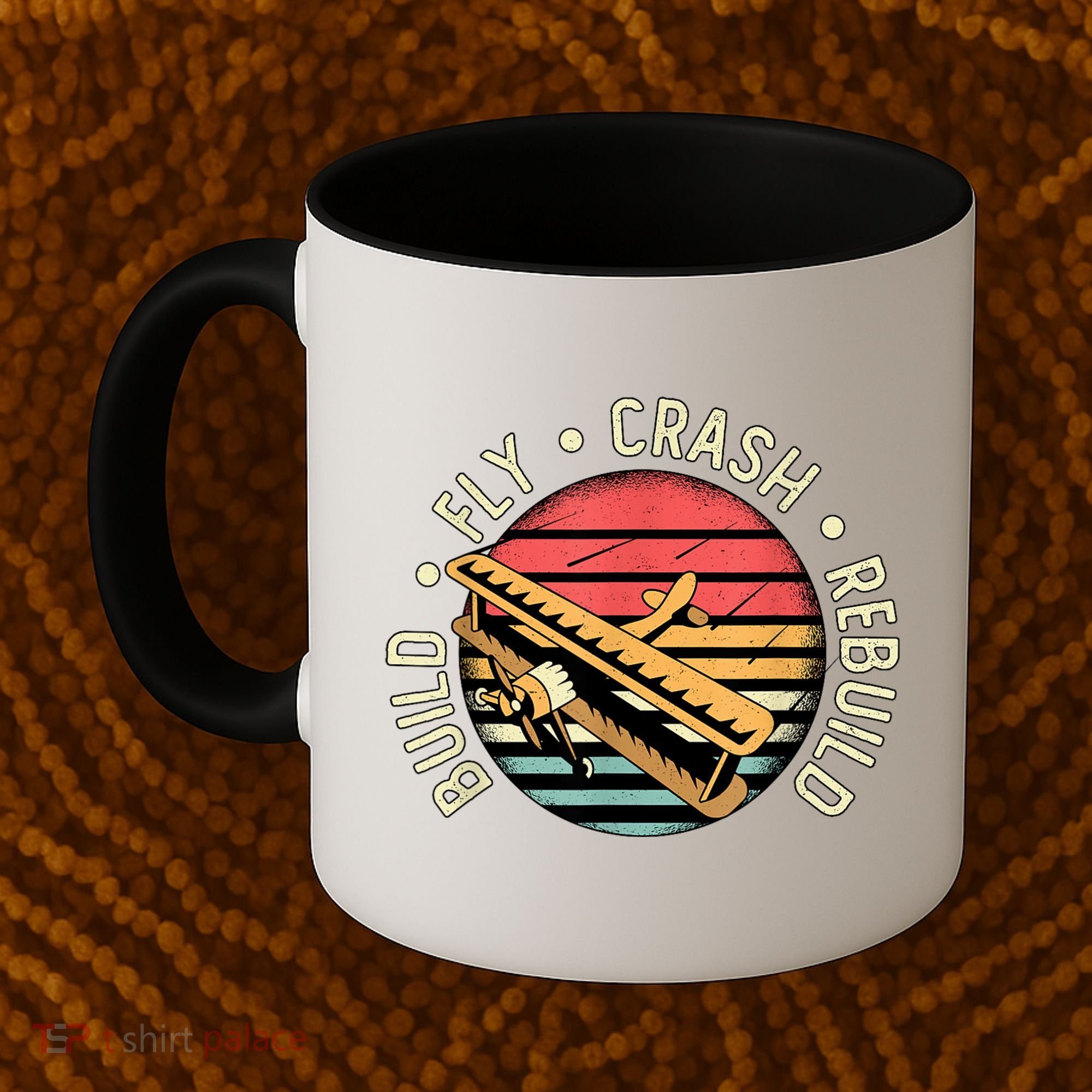 Build Fly Crash Rebuild Model Airplane Pilot Retro RC Plane Coffee Mug