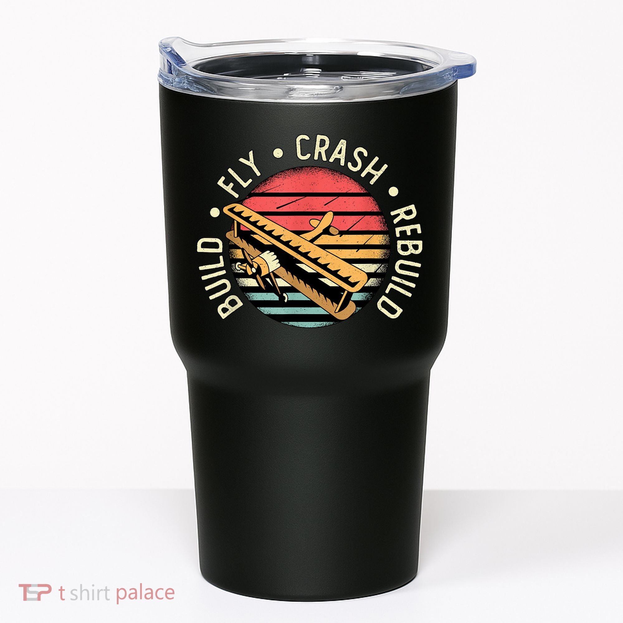 Build Fly Crash Rebuild Model Airplane Pilot Retro RC Plane Tumbler