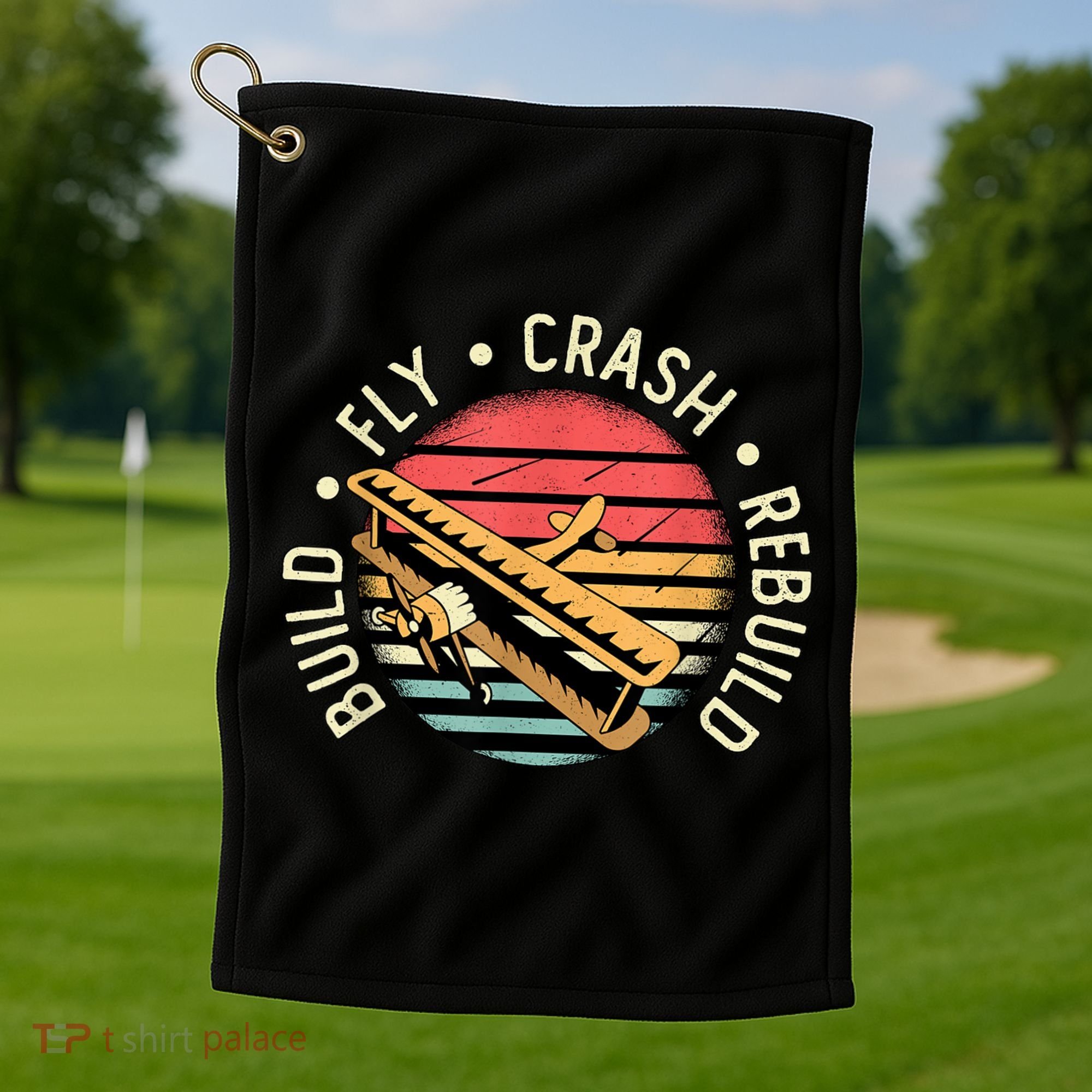 Build Fly Crash Rebuild Model Airplane Pilot Retro RC Plane Golf Towel