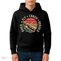 Build Fly Crash Rebuild Model Airplane Pilot Retro RC Plane Kids Hoodie thumb 4
