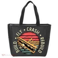 Build Fly Crash Rebuild Model Airplane Pilot Retro RC Plane Tote Bag thumb 0
