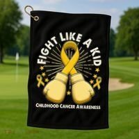 Boxing Fight Childhood Cancer Awareness Golf Towel thumb 1
