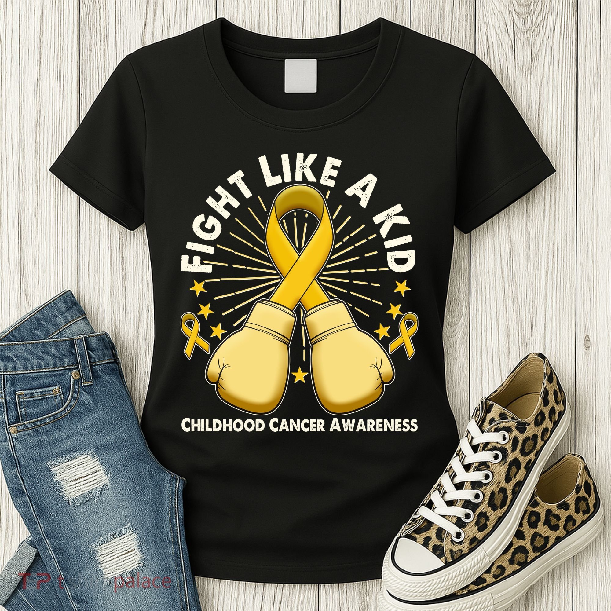 Boxing Fight Childhood Cancer Awareness Women's T-Shirt