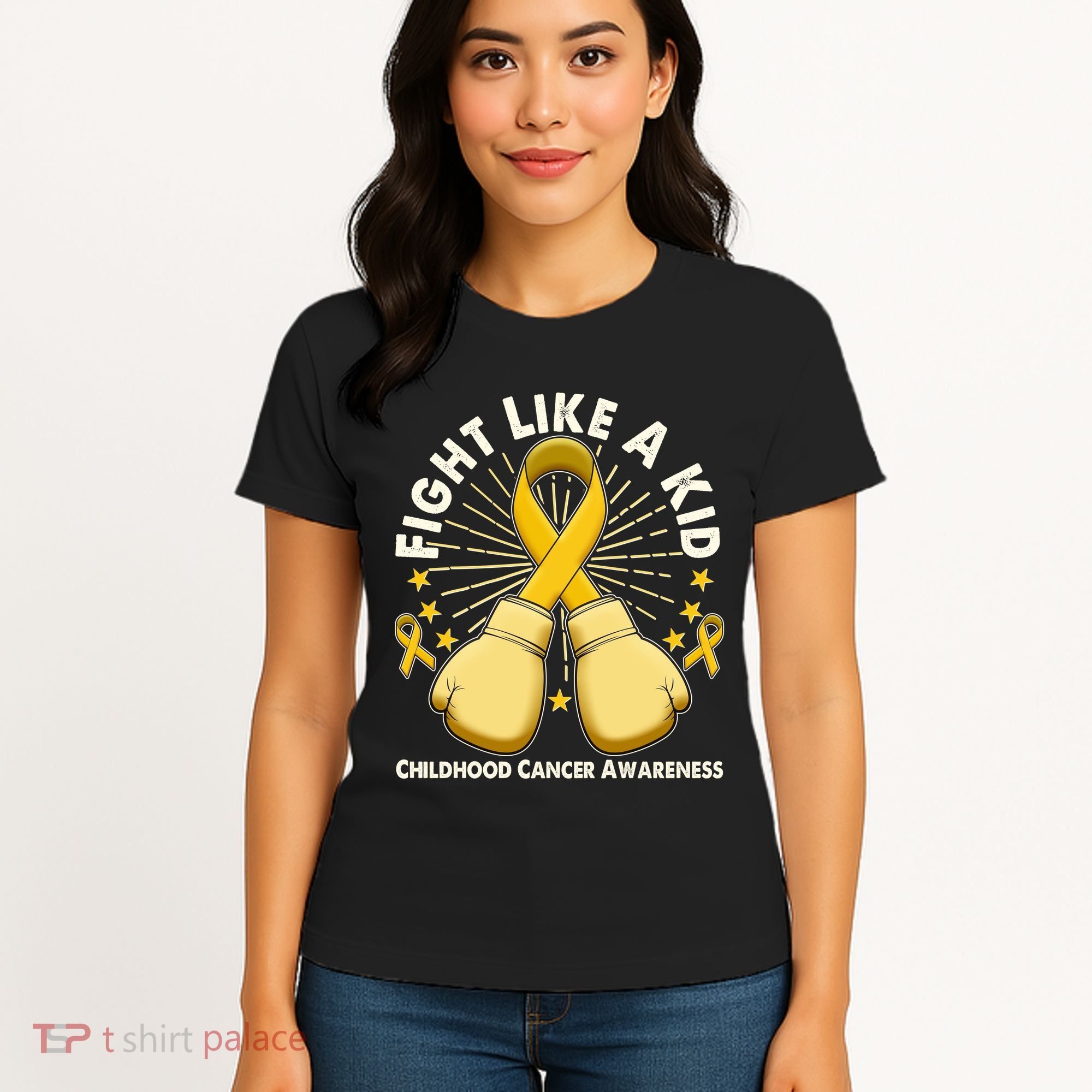 Boxing Fight Childhood Cancer Awareness Women's T-Shirt