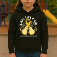 Boxing Fight Childhood Cancer Awareness Kids Hoodie thumb 3