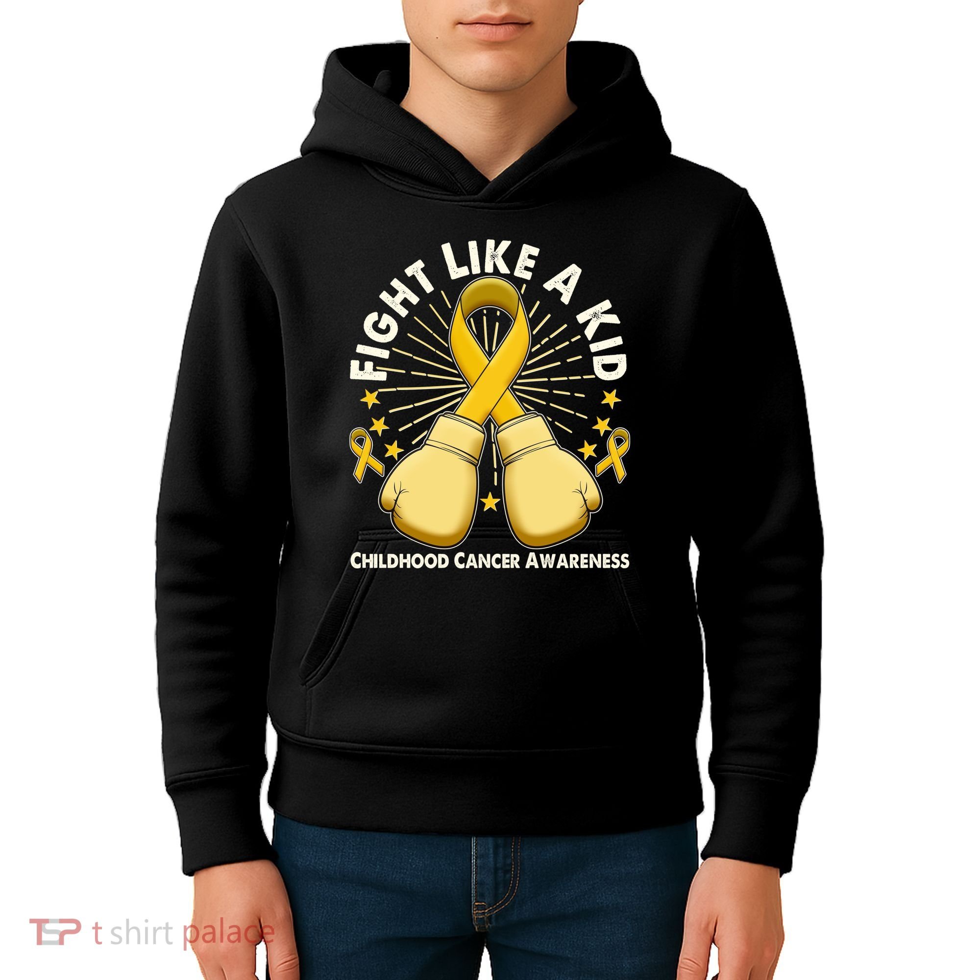 Boxing Fight Childhood Cancer Awareness Kids Hoodie