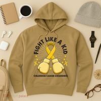 Boxing Fight Childhood Cancer Awareness Hoodie thumb 3