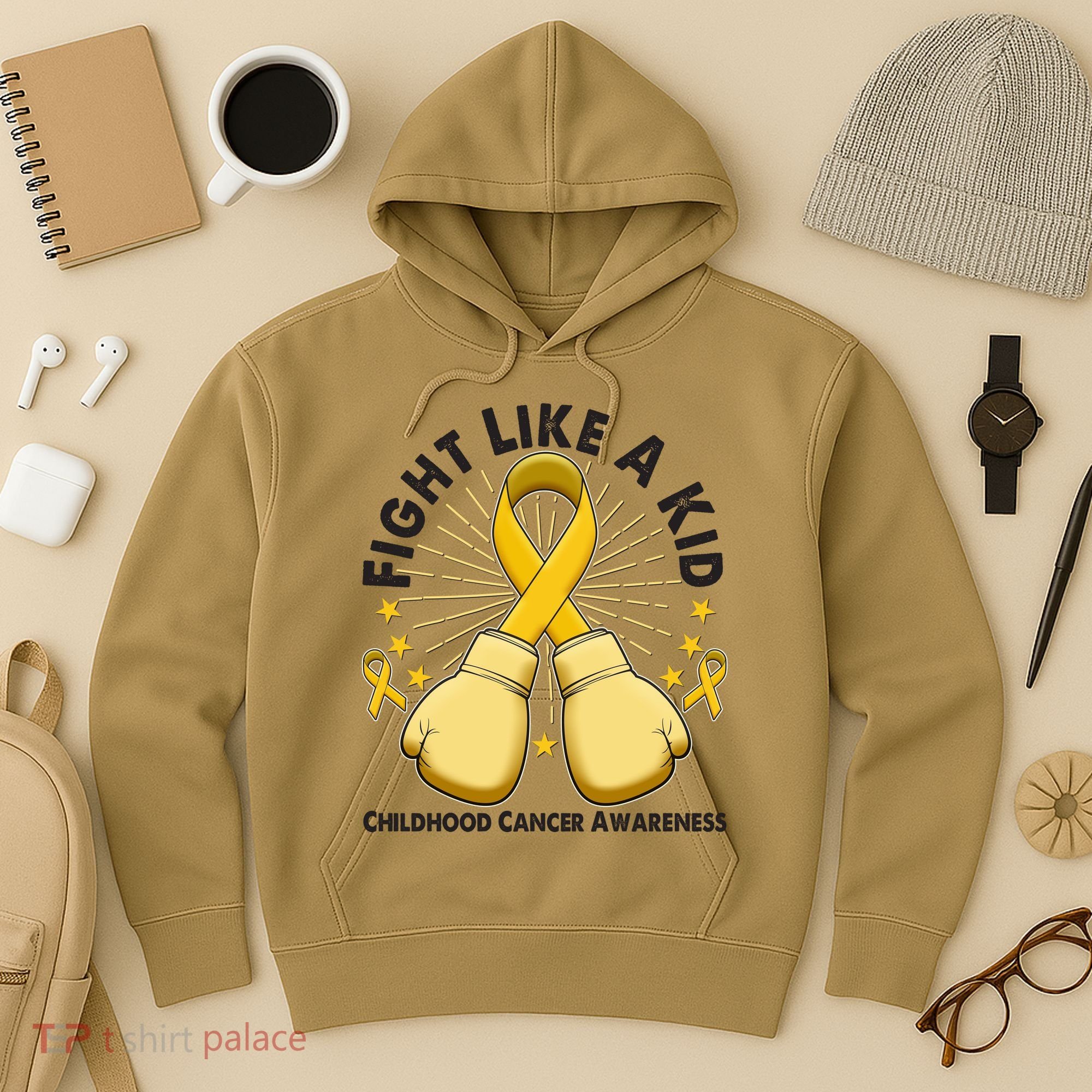 Boxing Fight Childhood Cancer Awareness Hoodie