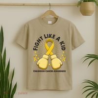 Boxing Fight Childhood Cancer Awareness T-Shirt thumb 2