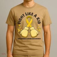 Boxing Fight Childhood Cancer Awareness T-Shirt thumb 3