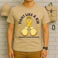 Boxing Fight Childhood Cancer Awareness T-Shirt thumb 6