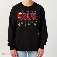 Bruh Funny Christmas Red Plaid Teens Xmas Pajamas Women's Sweatshirt thumb 0