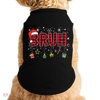 Bruh Funny Christmas Red Plaid Teens Xmas Pajamas Doggie Tank thumb 0