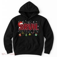 Bruh Funny Christmas Red Plaid Teens Xmas Pajamas Hoodie thumb 0