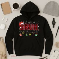 Bruh Funny Christmas Red Plaid Teens Xmas Pajamas Hoodie thumb 3