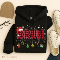 Bruh Funny Christmas Red Plaid Teens Xmas Pajamas Hoodie thumb 4