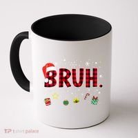 Bruh Funny Christmas Red Plaid Teens Xmas Pajamas Coffee Mug thumb 0