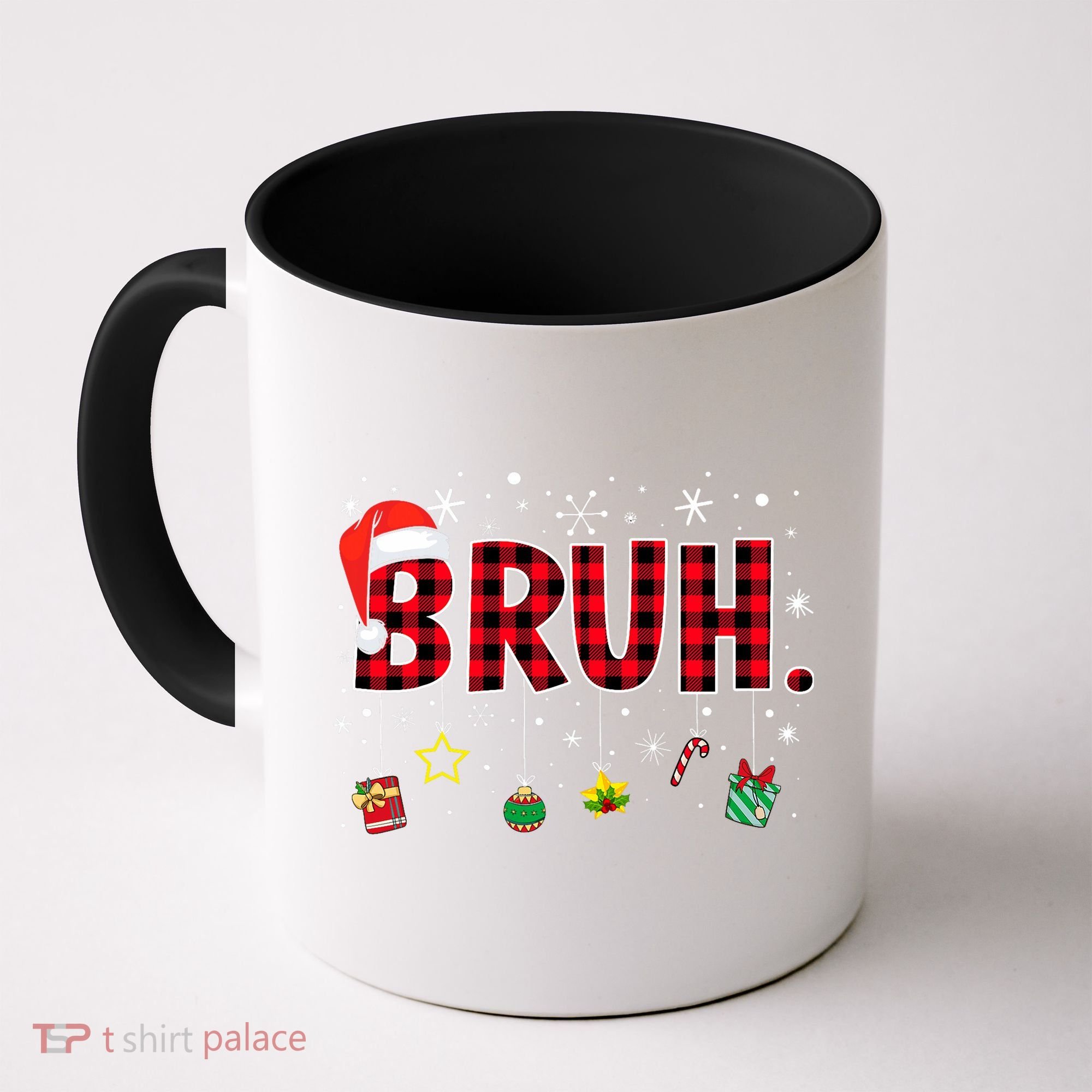 Bruh Funny Christmas Red Plaid Teens Xmas Pajamas Coffee Mug