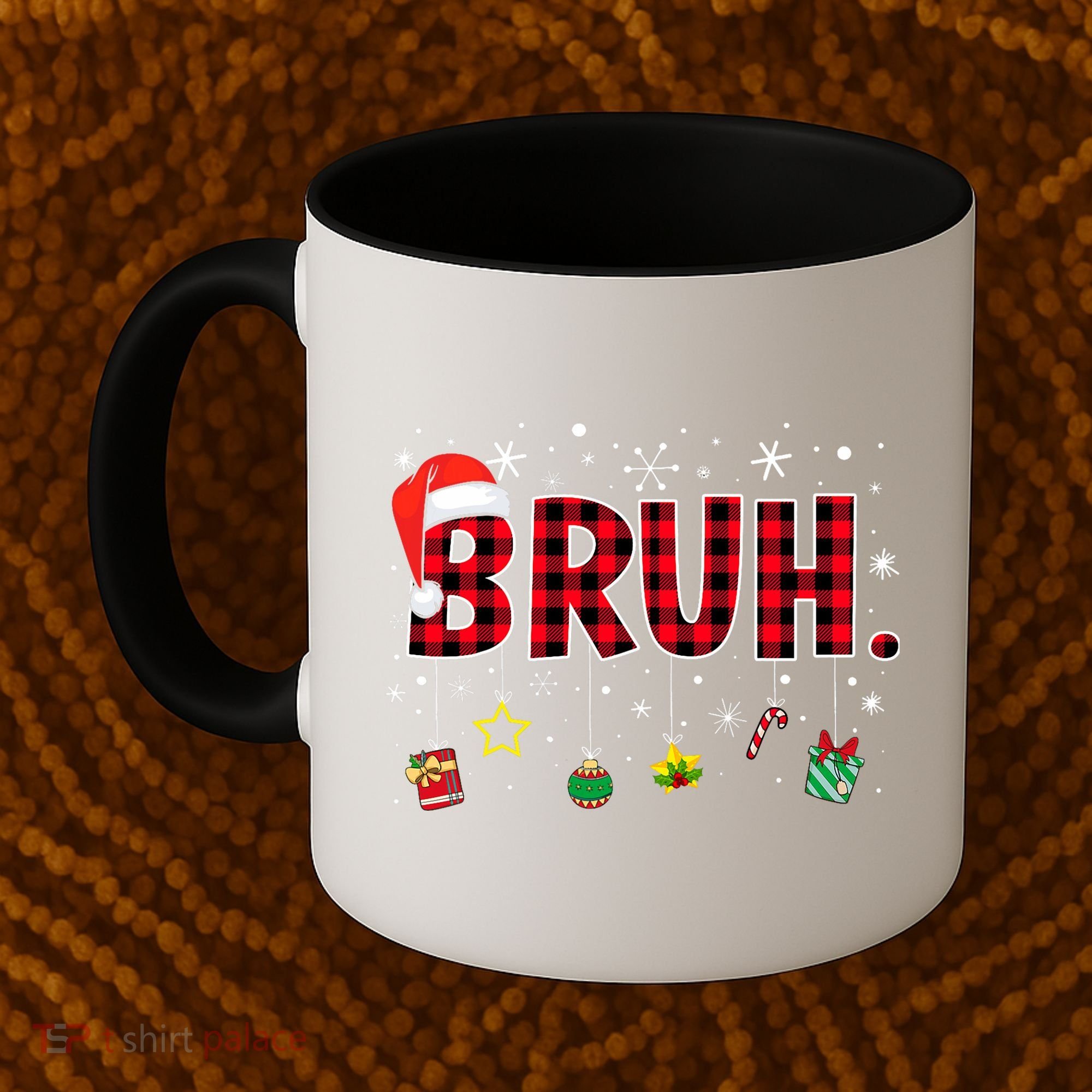 Bruh Funny Christmas Red Plaid Teens Xmas Pajamas Coffee Mug