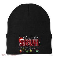 Bruh Funny Christmas Red Plaid Teens Xmas Pajamas Beanie thumb 0