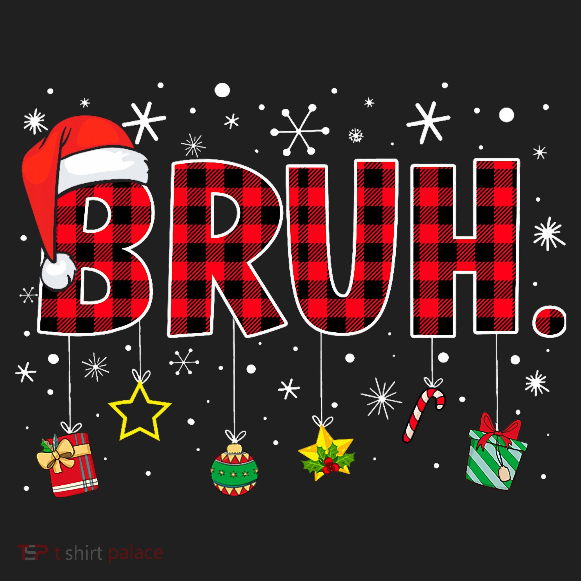 Bruh Funny Christmas Red Plaid Teens Xmas Pajamas Beanie