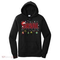 Bruh Funny Christmas Red Plaid Teens Xmas Pajamas Women's Hoodie thumb 0