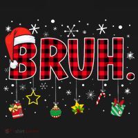 Bruh Funny Christmas Red Plaid Teens Xmas Pajamas Women's Hoodie thumb 2