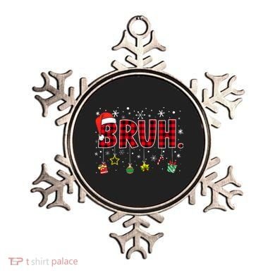 Bruh Funny Christmas Red Plaid Teens Xmas Pajamas Ornament