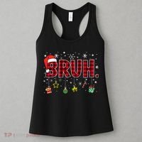 Bruh Funny Christmas Red Plaid Teens Xmas Pajamas Women's Tank Top thumb 3