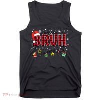 Bruh Funny Christmas Red Plaid Teens Xmas Pajamas Tank Top thumb 0