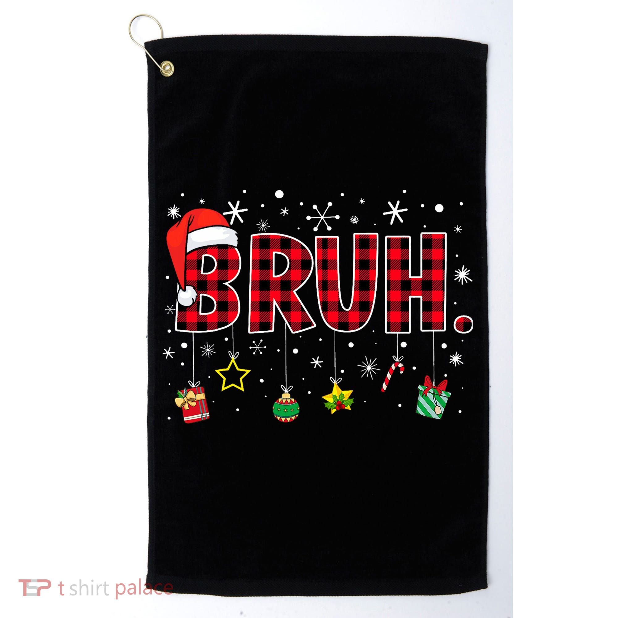 Bruh Funny Christmas Red Plaid Teens Xmas Pajamas Golf Towel