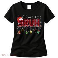 Bruh Funny Christmas Red Plaid Teens Xmas Pajamas Women's T-Shirt thumb 0