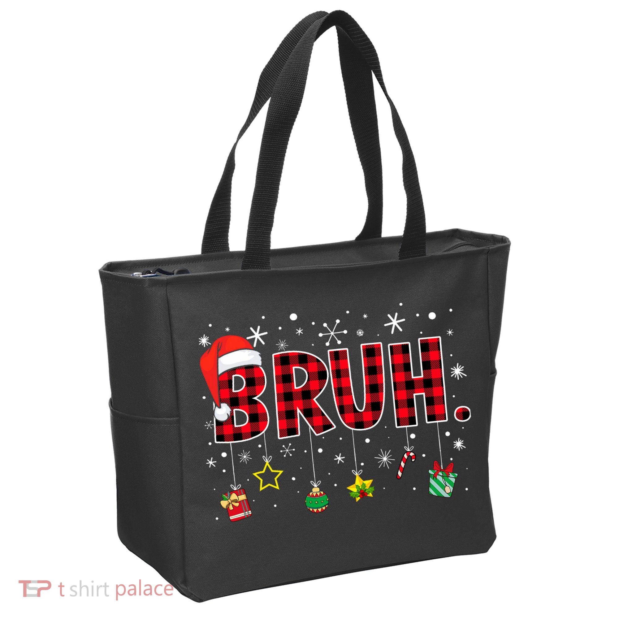 Bruh Funny Christmas Red Plaid Teens Xmas Pajamas Tote Bag