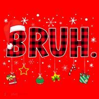 Bruh Funny Christmas Red Plaid Teens Xmas Pajamas Santa Hat thumb 1