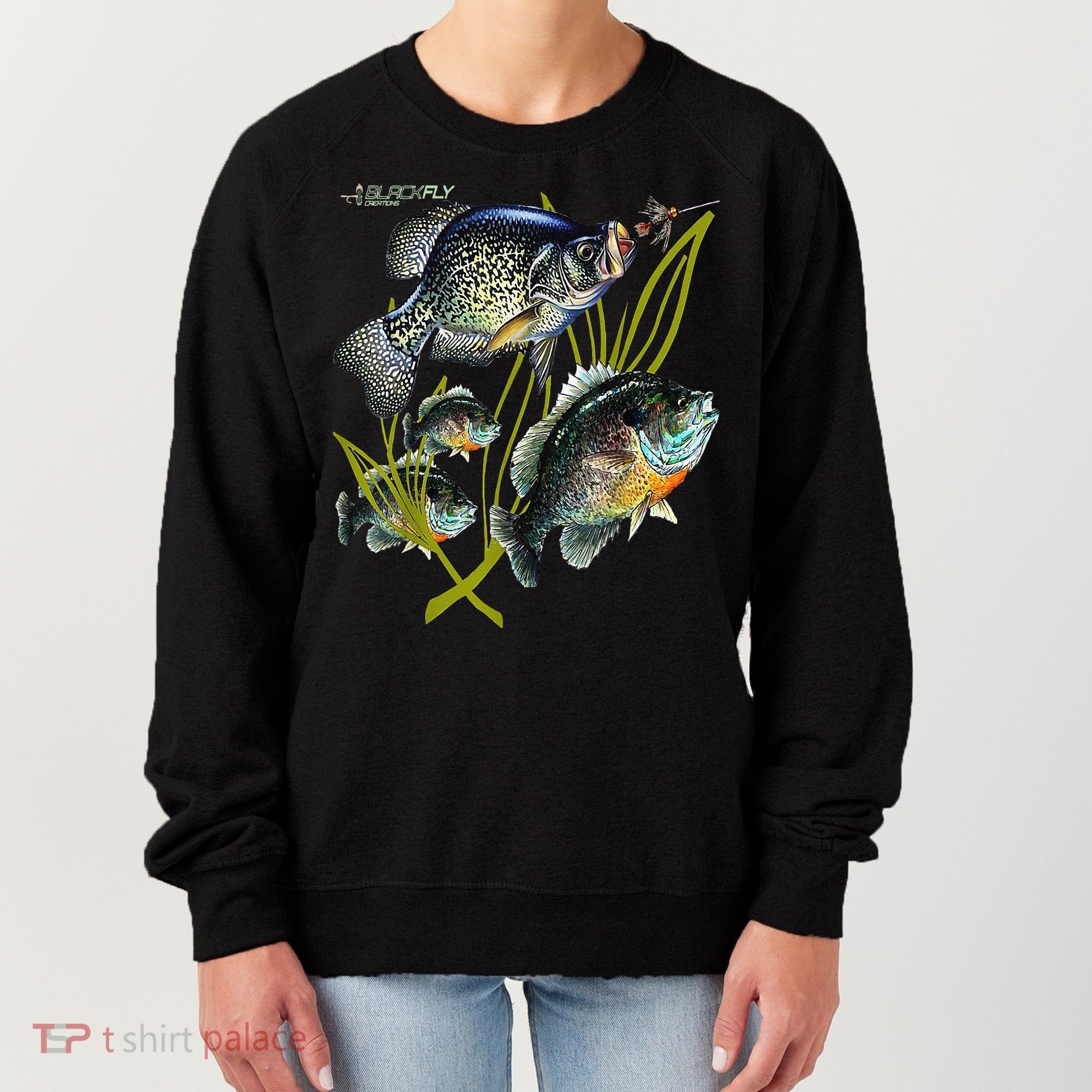 Black Fly Crappie Bluegill Fishing Panfish Flies Jig Women's Sweatshirt