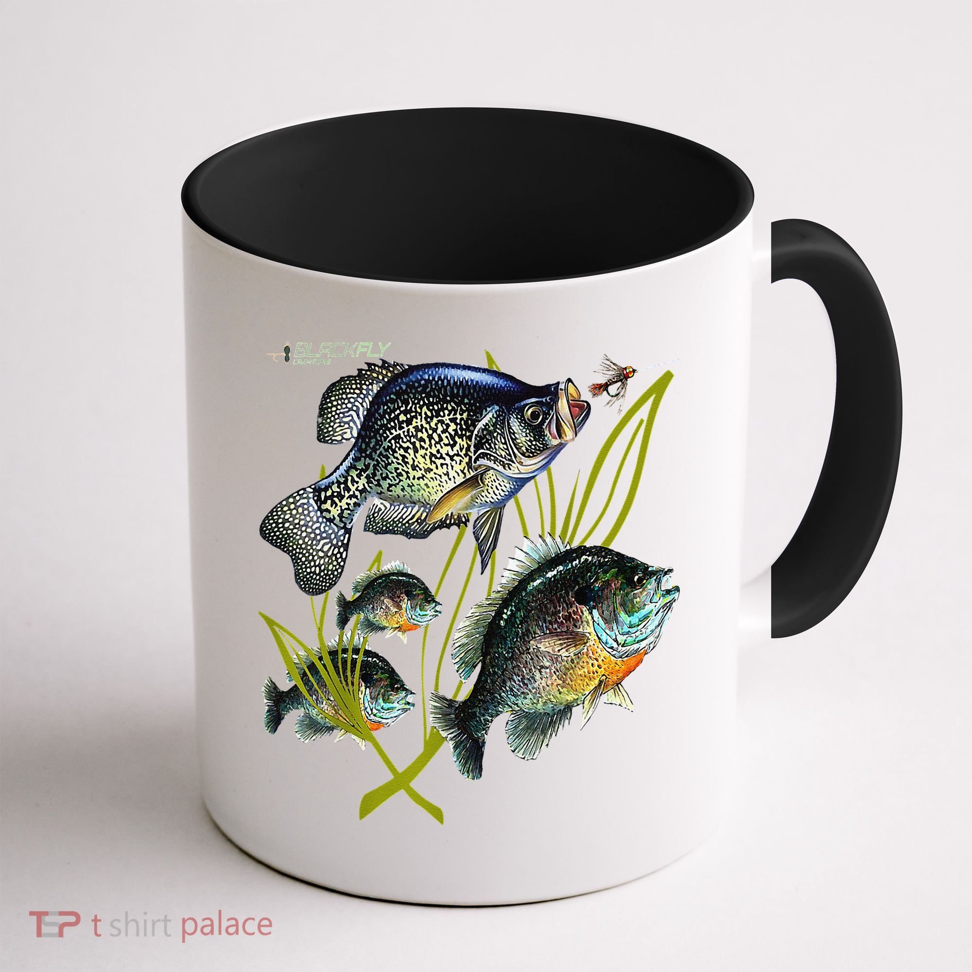 Black Fly Crappie Bluegill Fishing Panfish Flies Jig Coffee Mug