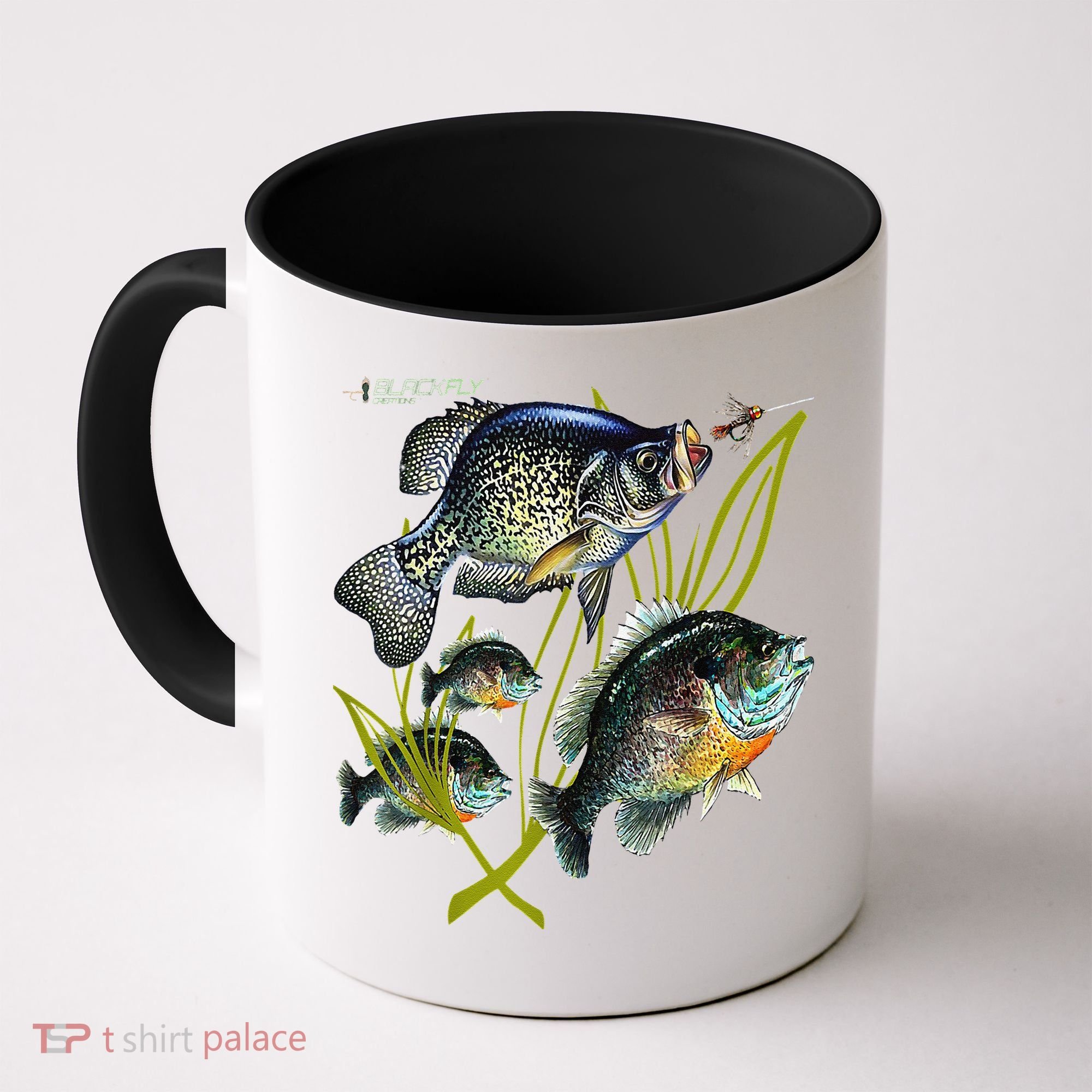 Black Fly Crappie Bluegill Fishing Panfish Flies Jig Coffee Mug