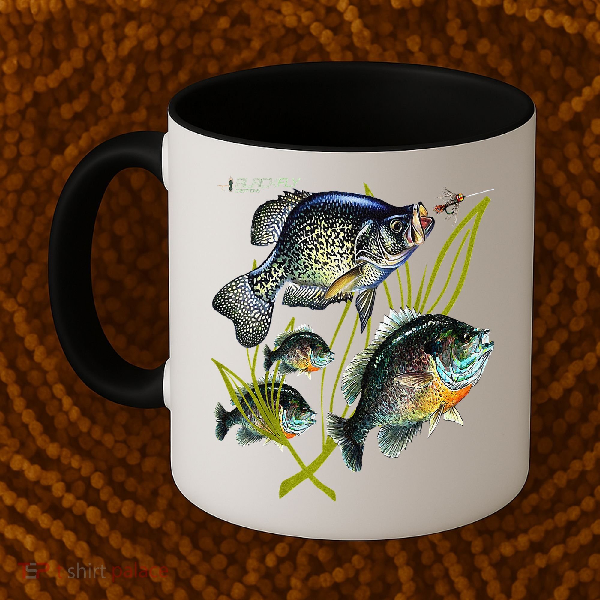 Black Fly Crappie Bluegill Fishing Panfish Flies Jig Coffee Mug