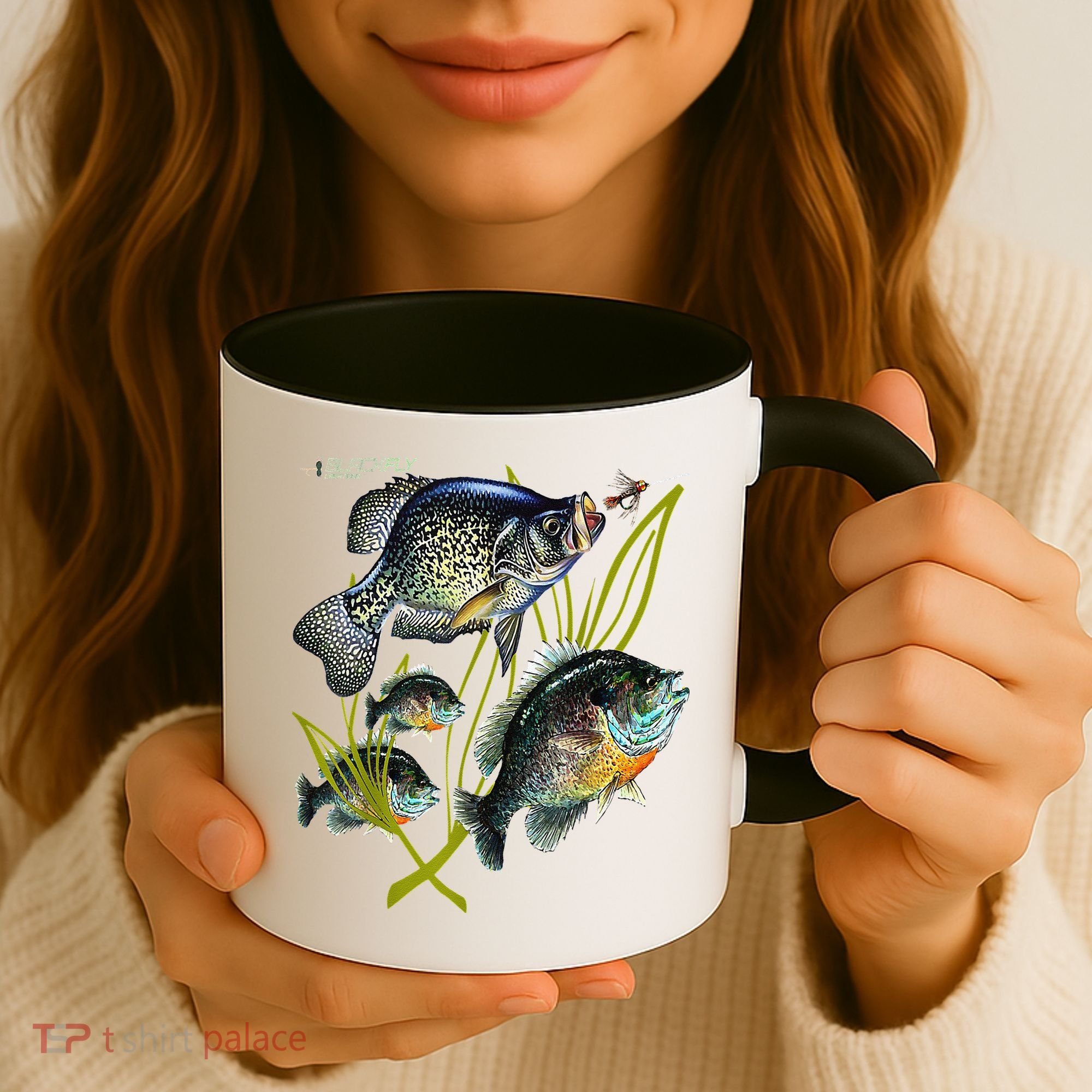 Black Fly Crappie Bluegill Fishing Panfish Flies Jig Coffee Mug