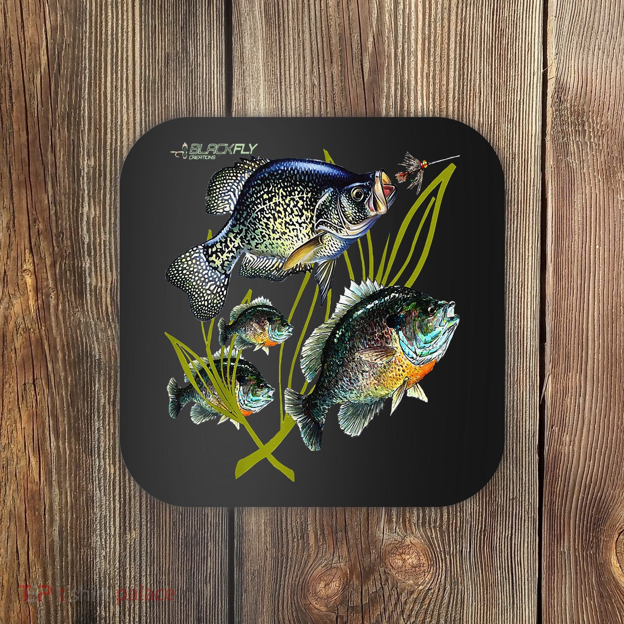Black Fly Crappie Bluegill Fishing Panfish Flies Jig Coaster