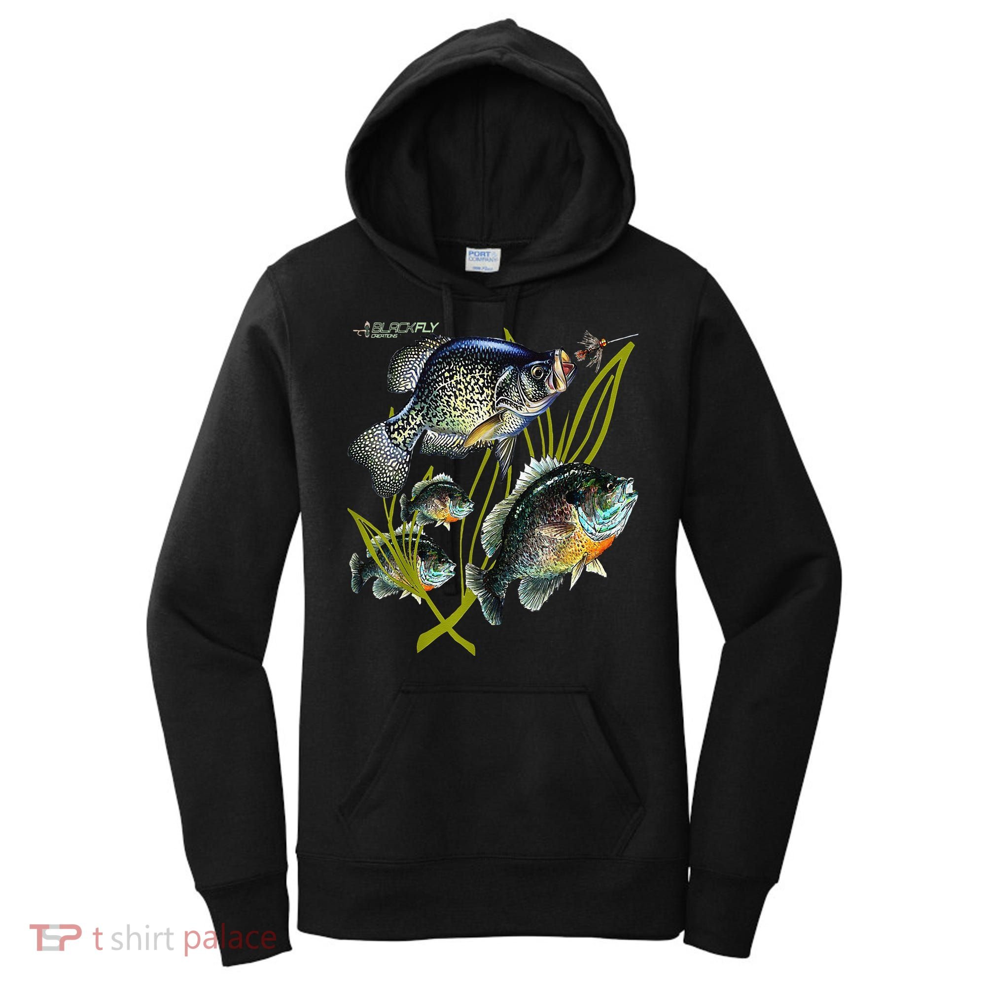 Black Fly Crappie Bluegill Fishing Panfish Flies Jig Women's Hoodie