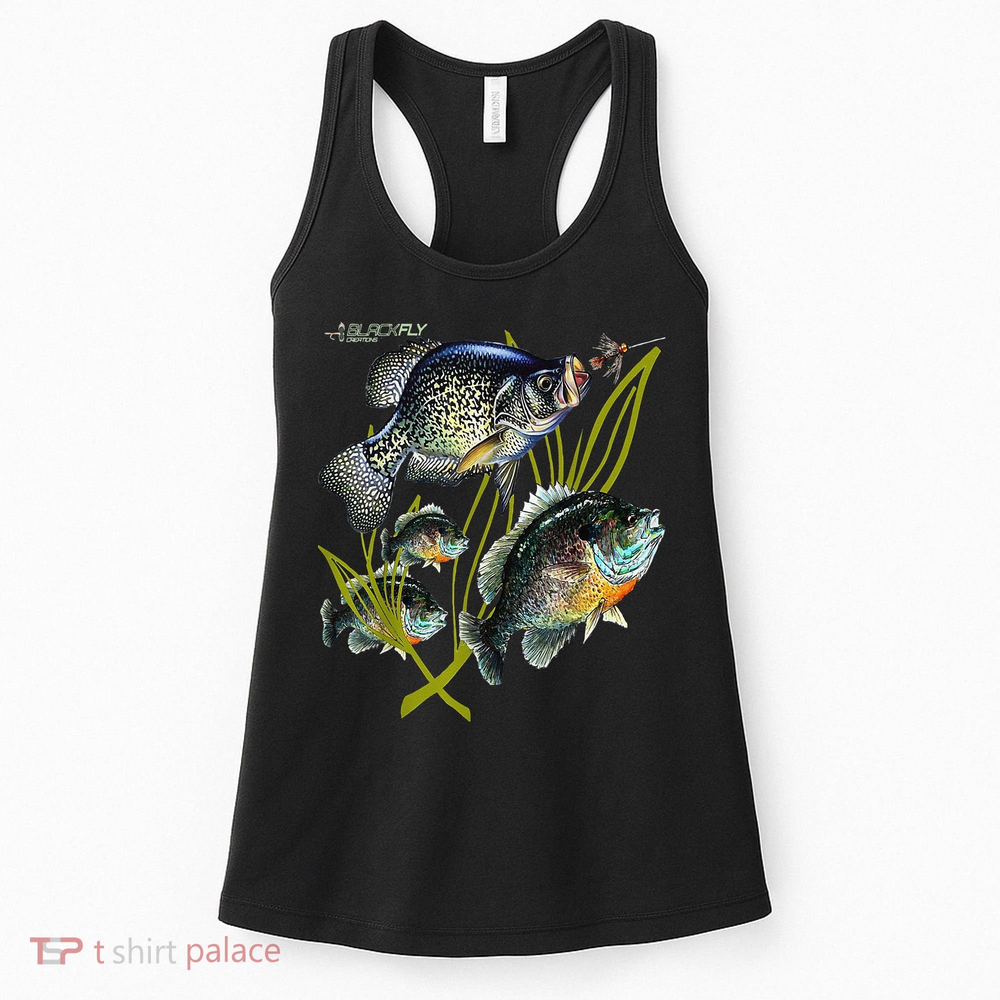 Black Fly Crappie Bluegill Fishing Panfish Flies Jig Women's Tank Top