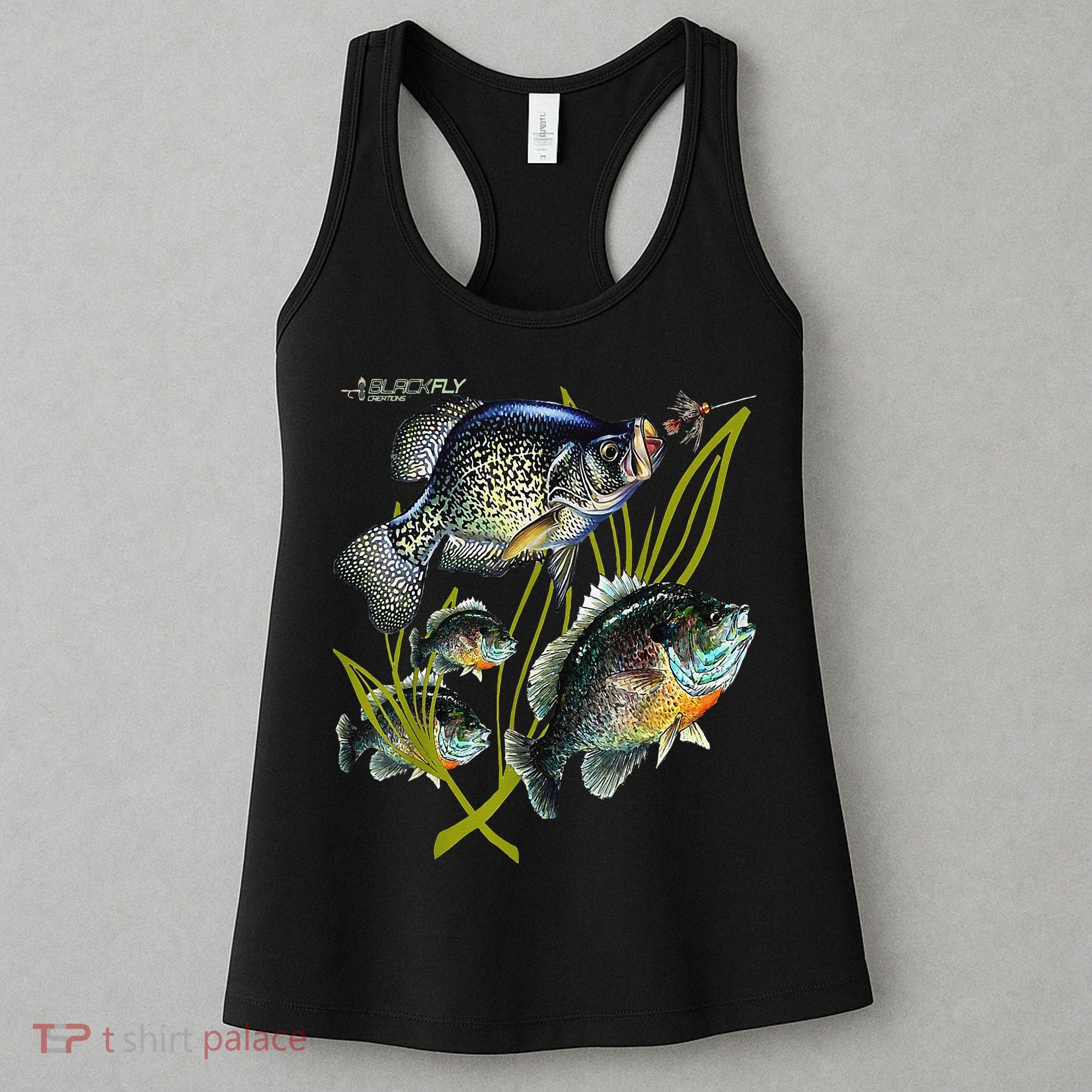 Black Fly Crappie Bluegill Fishing Panfish Flies Jig Women's Tank Top