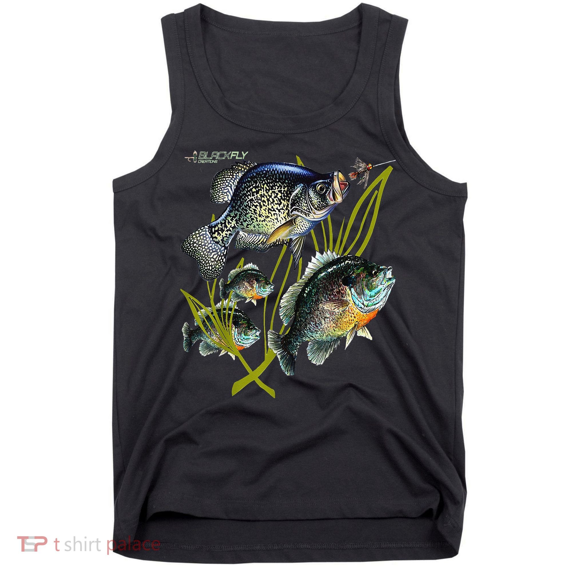 Black Fly Crappie Bluegill Fishing Panfish Flies Jig Tank Top