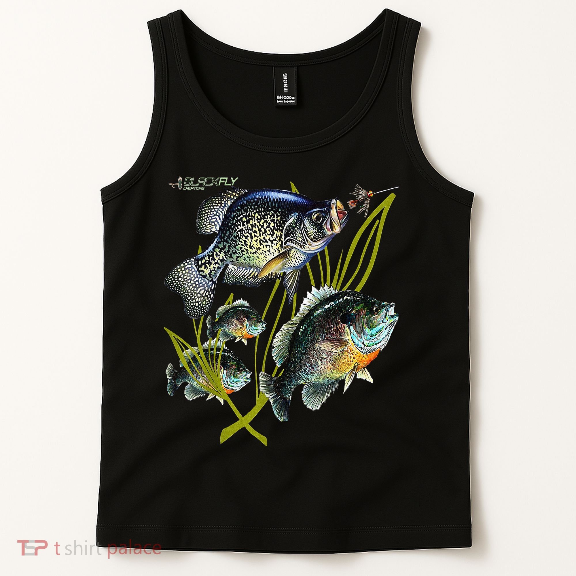 Black Fly Crappie Bluegill Fishing Panfish Flies Jig Tank Top