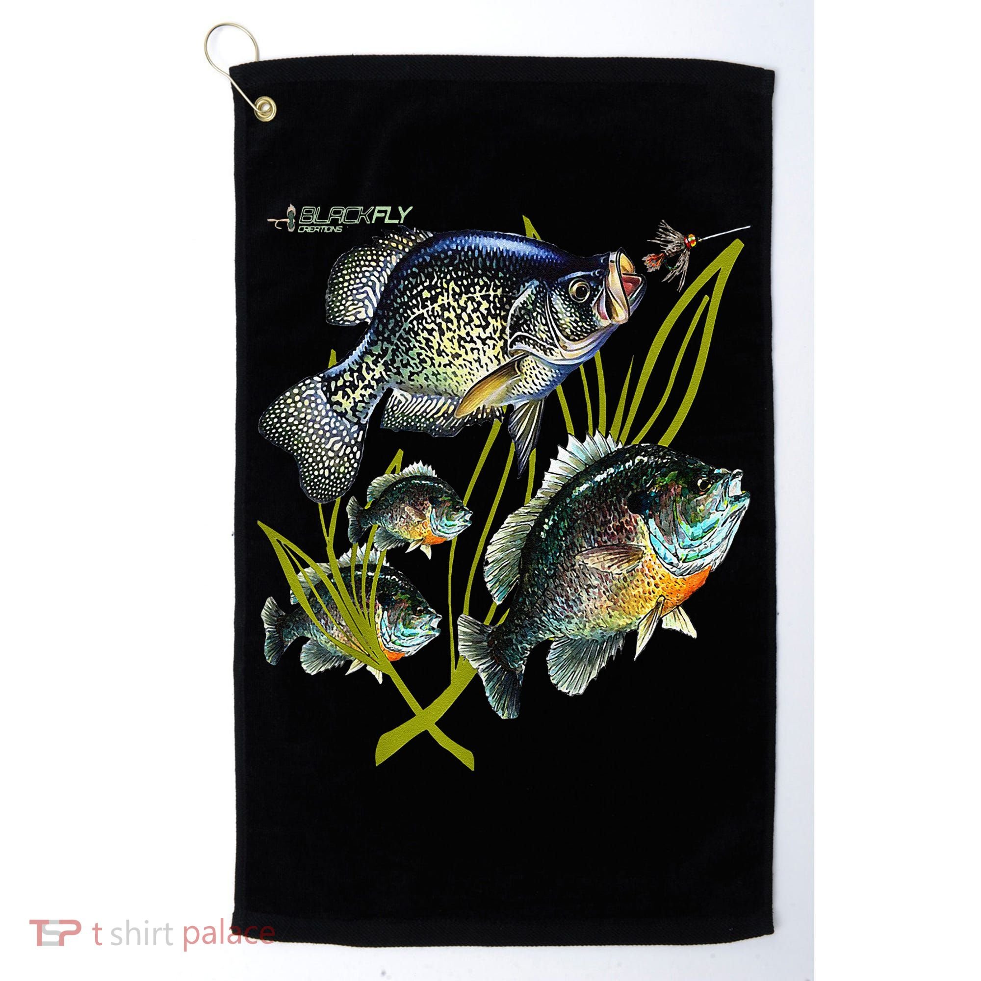 Black Fly Crappie Bluegill Fishing Panfish Flies Jig Golf Towel