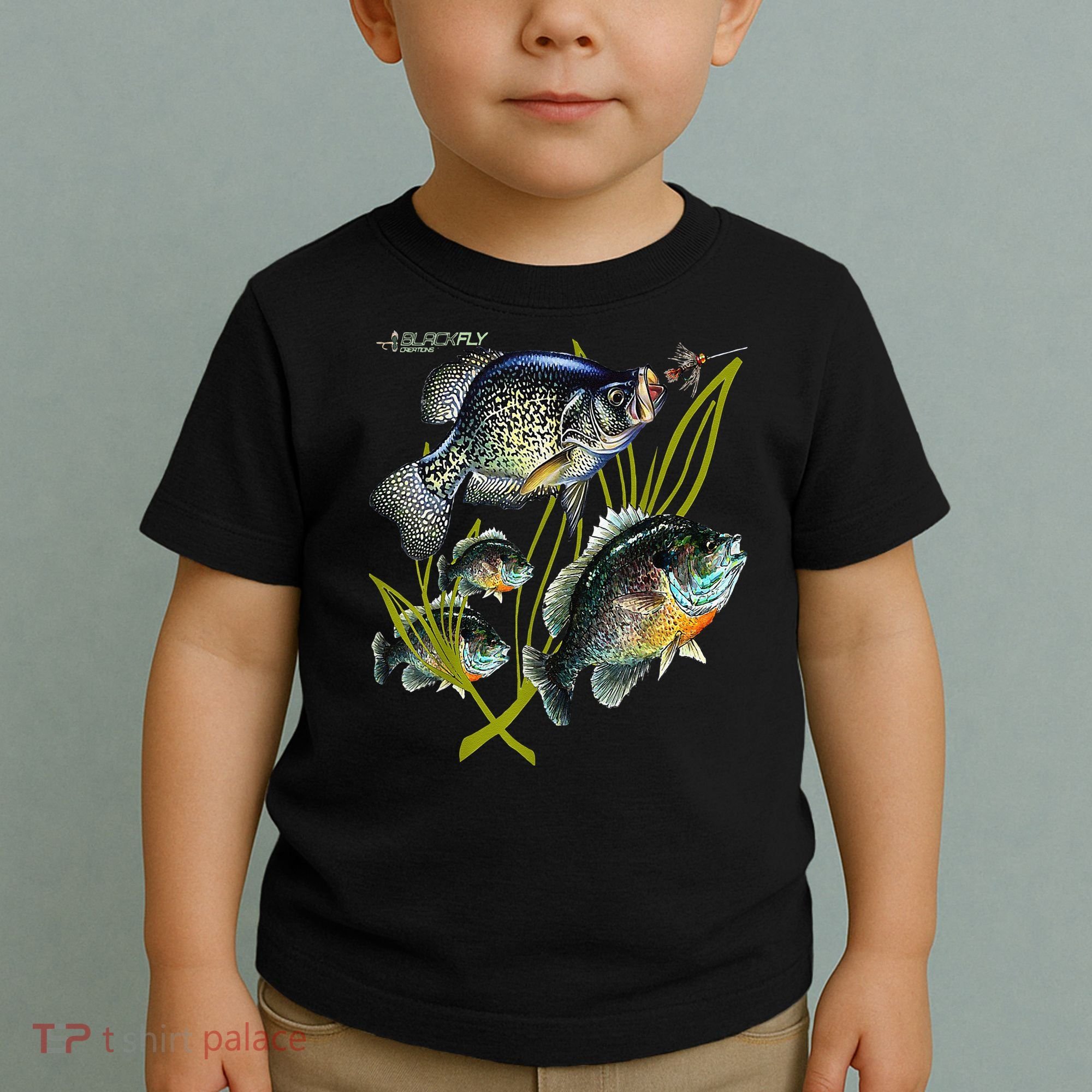 Black Fly Crappie Bluegill Fishing Panfish Flies Jig Toddler T-Shirt